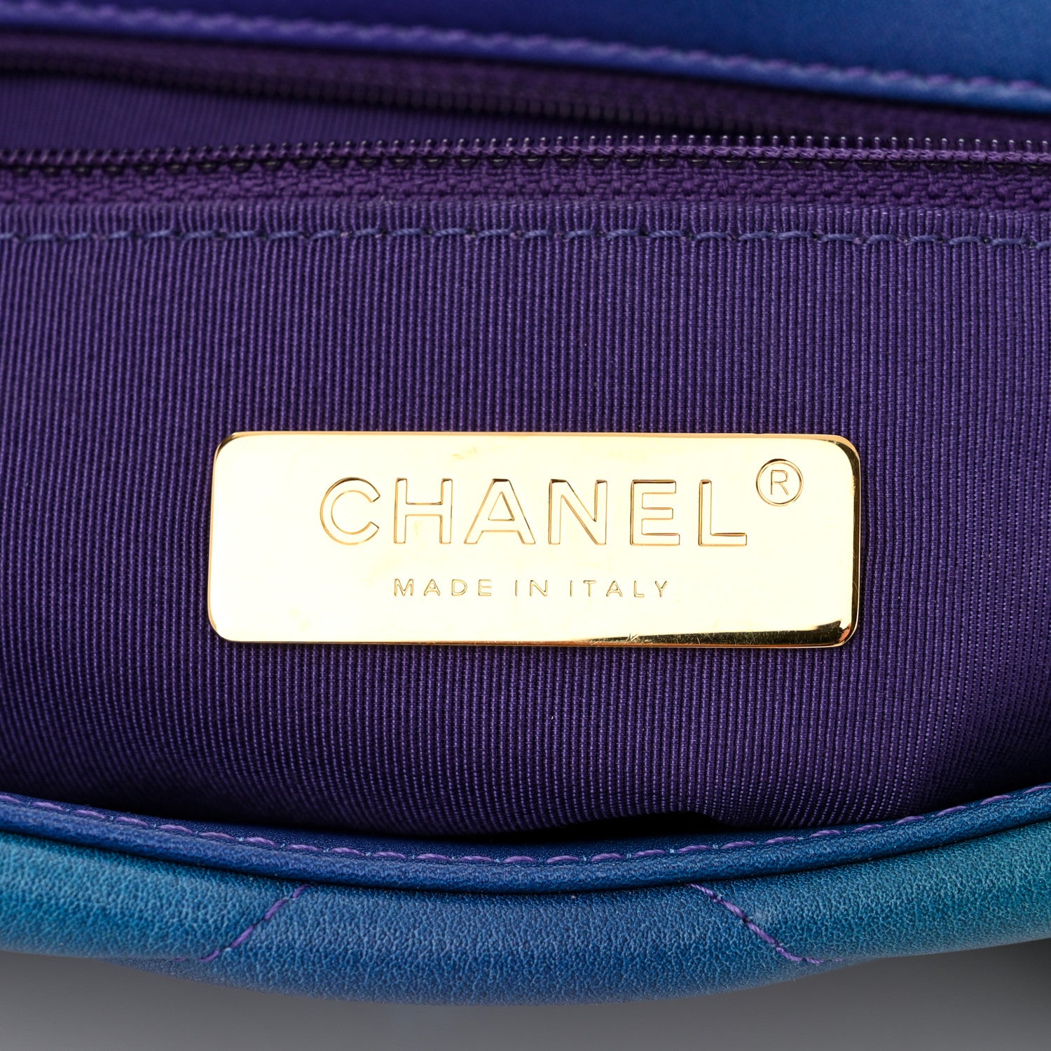 Chanel Tie Dye Calfskin Quilted Medium Chanel 19 Flap Blue Purple 6 of 10