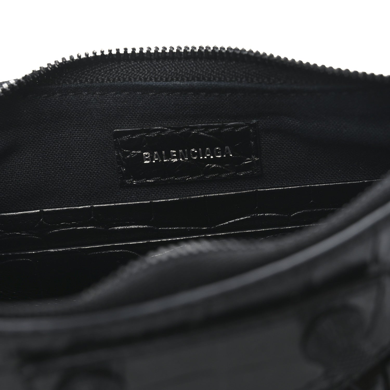 Balenciaga Extra Supple Calfskin Crocodile Embossed Le Cagole Mini Purse With Chain Black 6 of 11