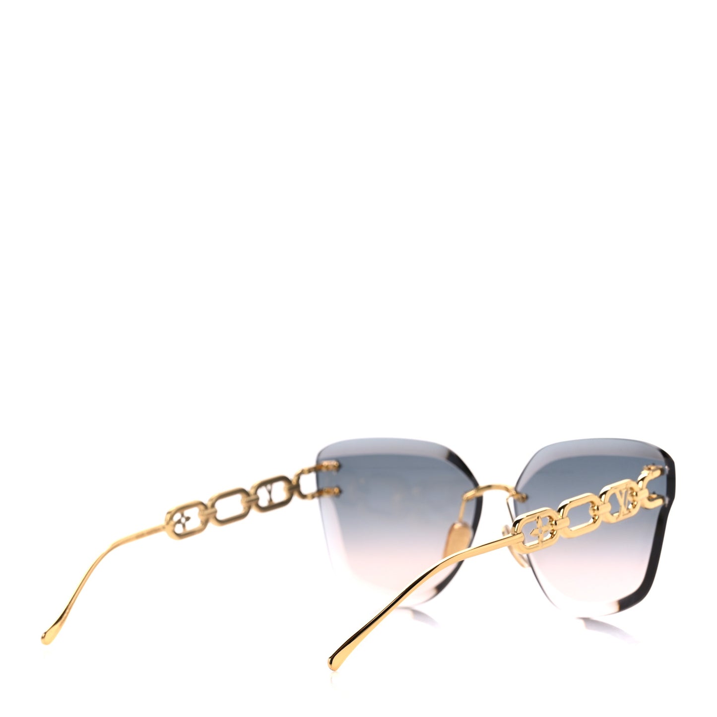 Metal Rimless LV Jewel Cat Eye Sunglasses Z1626U Gradient Blue