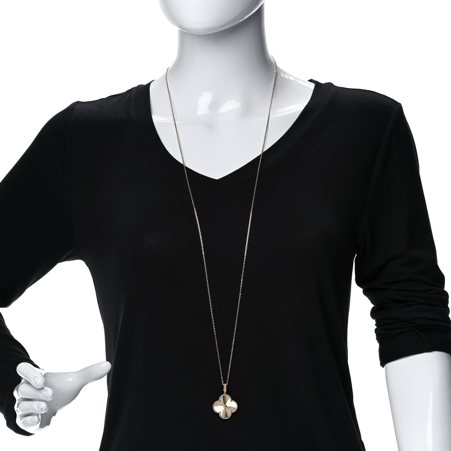 18K Yellow Gold Guilloche Magic Alhambra Long Necklace