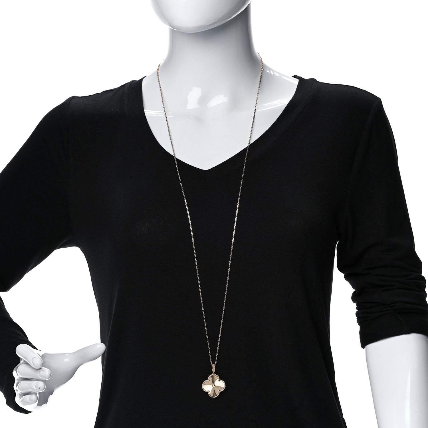 Van Cleef & Arpels 18K Yellow Gold Guilloche Magic Alhambra Long Necklace 2 of 8