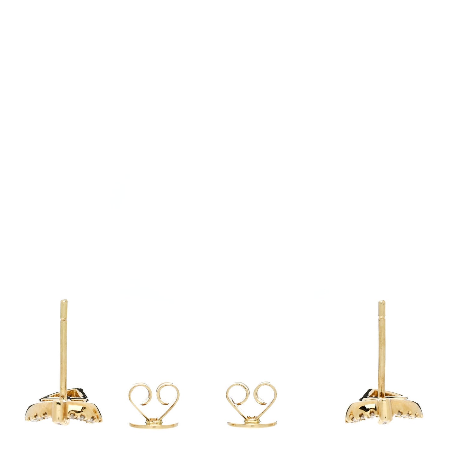 18K Yellow Gold Diamond Small Palm Leaf Stud Earrings