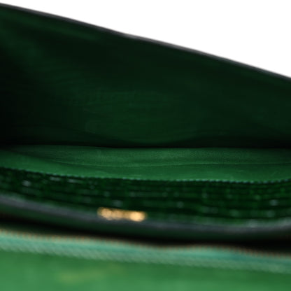 Hermes Shiny Porosus Crocodile Lydie Clutch Vert Fonce 8 of 18