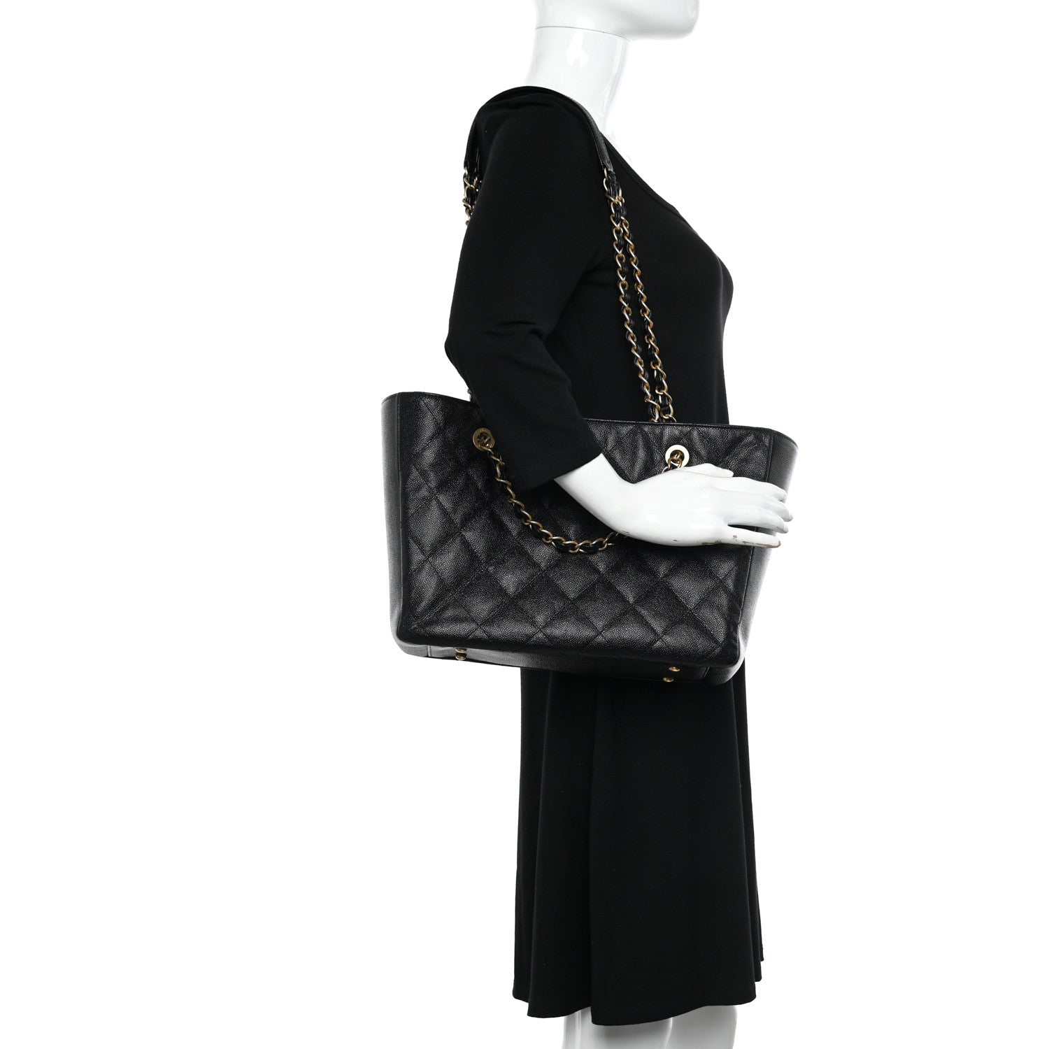 Chanel Caviar Quilted Small Shopping Tote Black 2 of 11