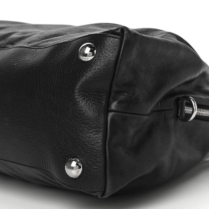 Prada Soft Calf Pleated Tote Black 10 of 21