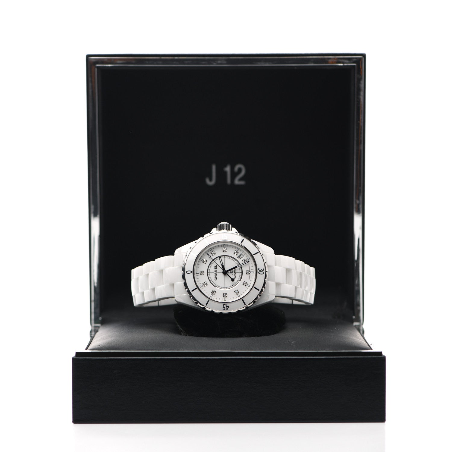 Chanel Stainless Steel Ceramic Diamond 38mm J12 Automatic Watch White 5 of 5