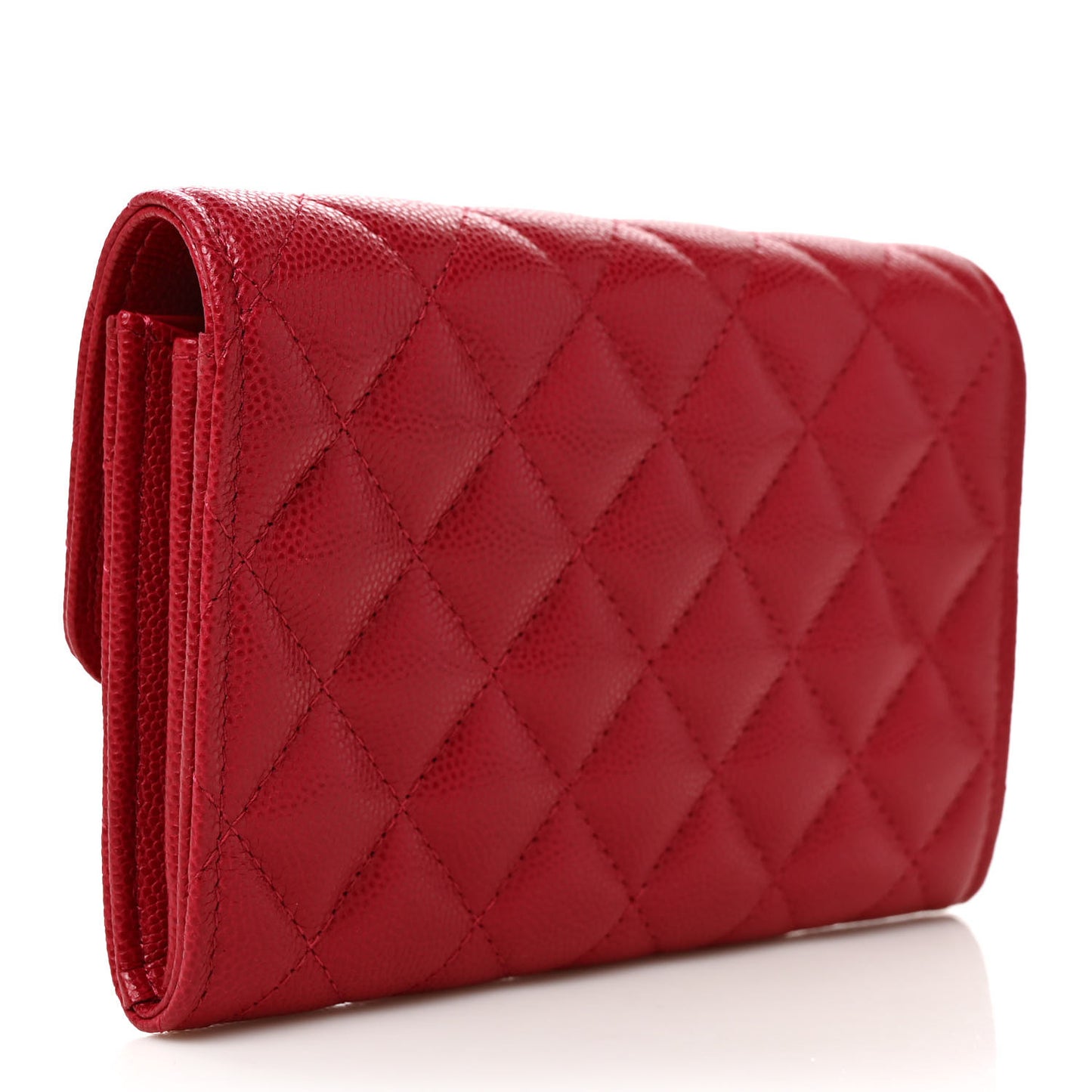 Caviar Quilted Medium Flap Wallet Dark Pink