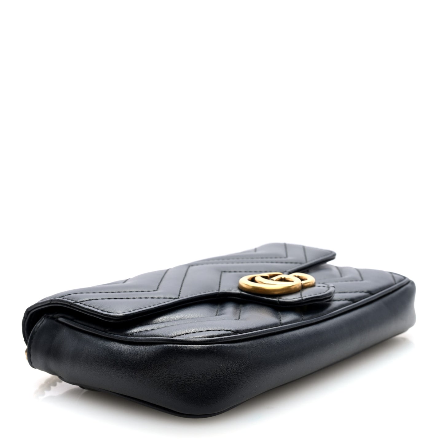 Calfskin Matelasse Mini GG Marmont Shoulder Bag With Case Black White