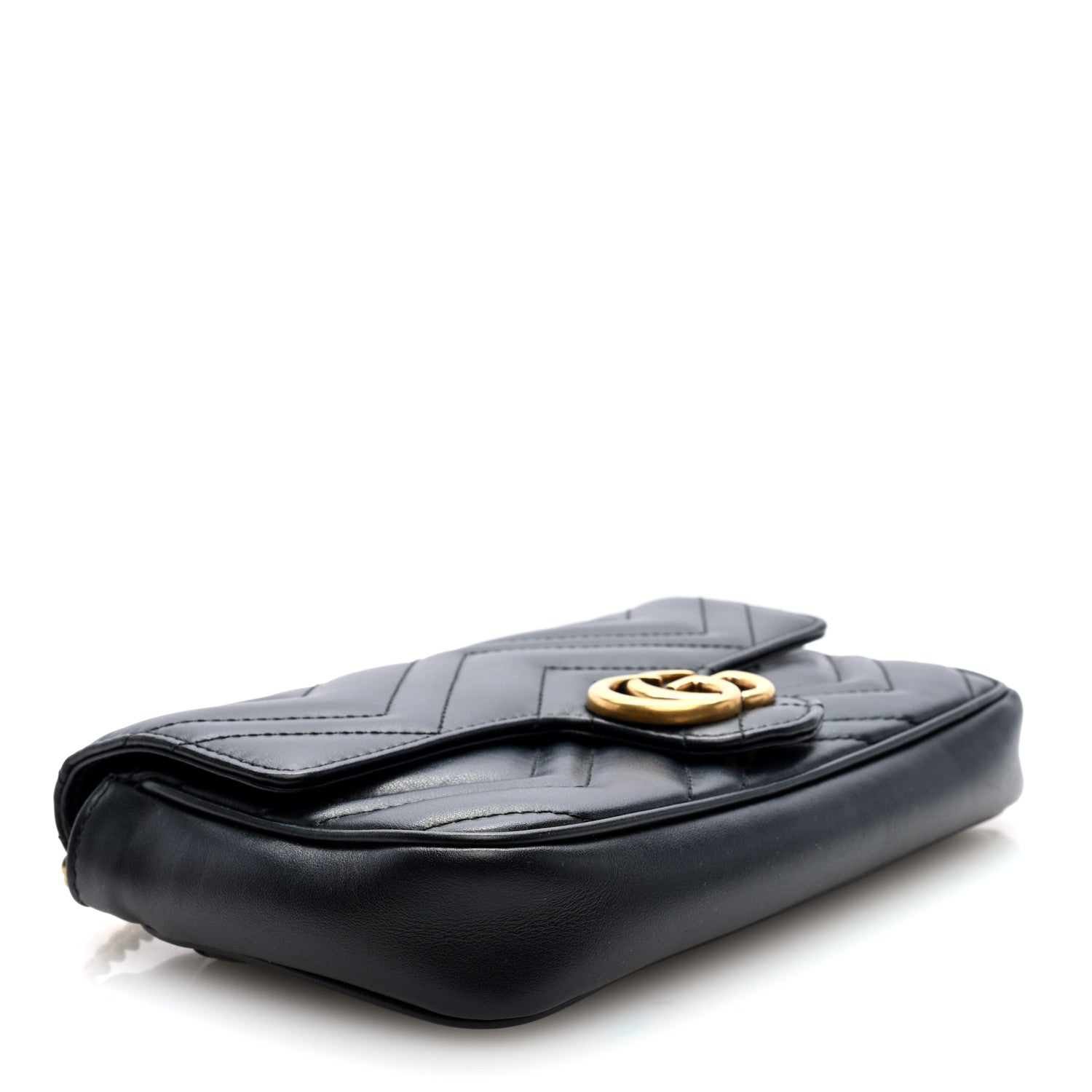 Gucci Calfskin Matelasse Mini GG Marmont Shoulder Bag With Case Black White 4 of 10