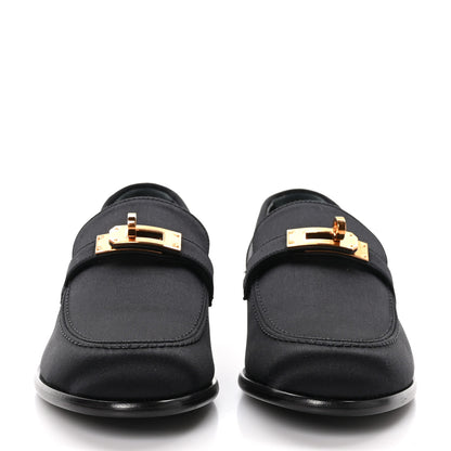 Hermes Satin Womens Destin Loafers 38 Black 2 of 9
