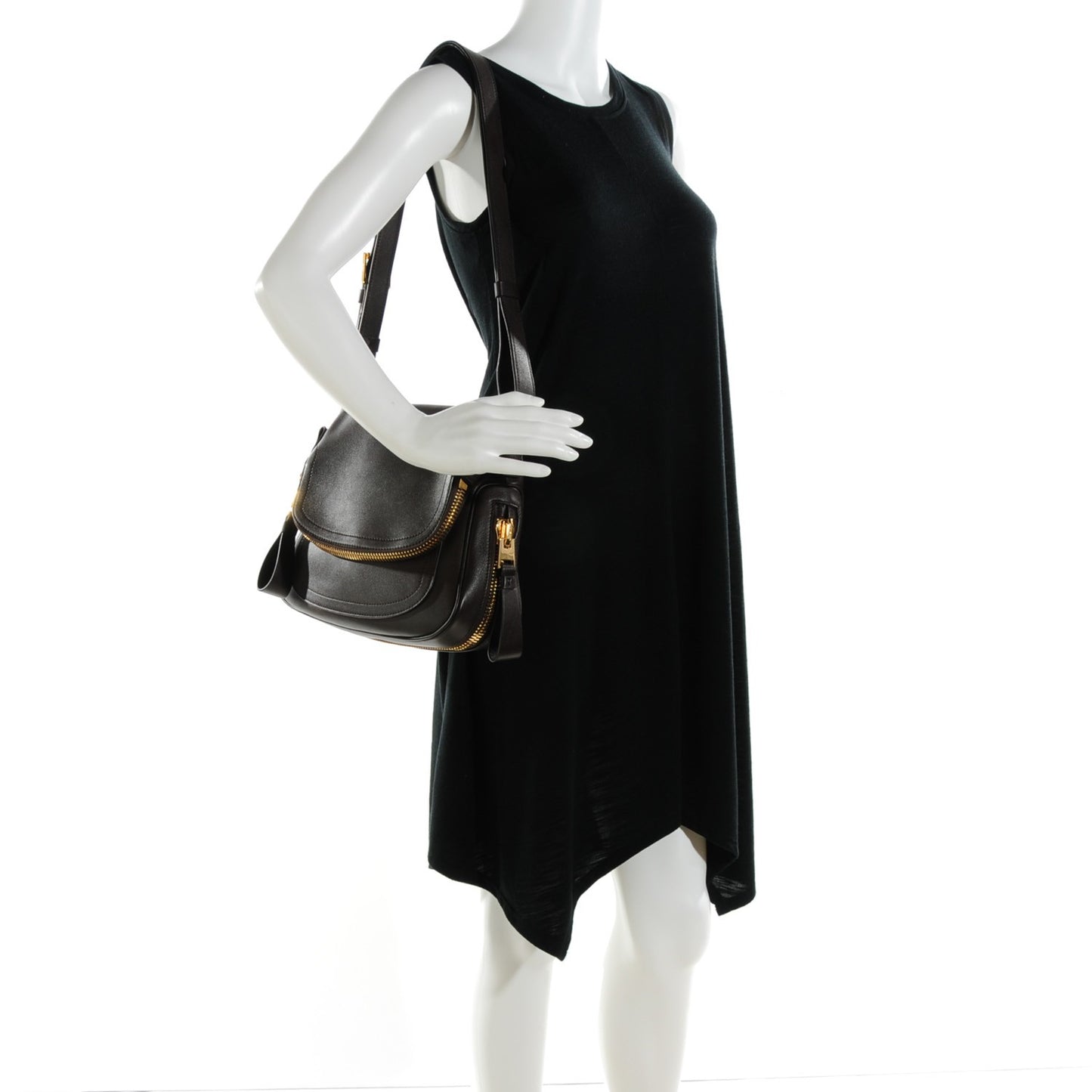 Grained Calfskin Medium Jennifer Crossbody Bag Brown