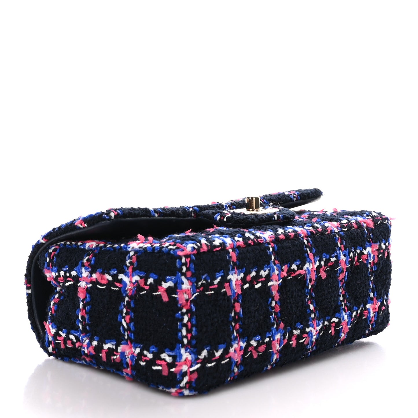 Tweed Quilted Mini Rectangular Flap Navy Red Blue White