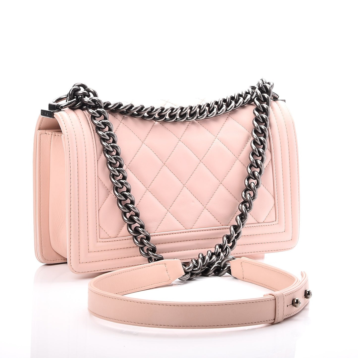Calfskin Quilted Medium Boy Flap Light Pink