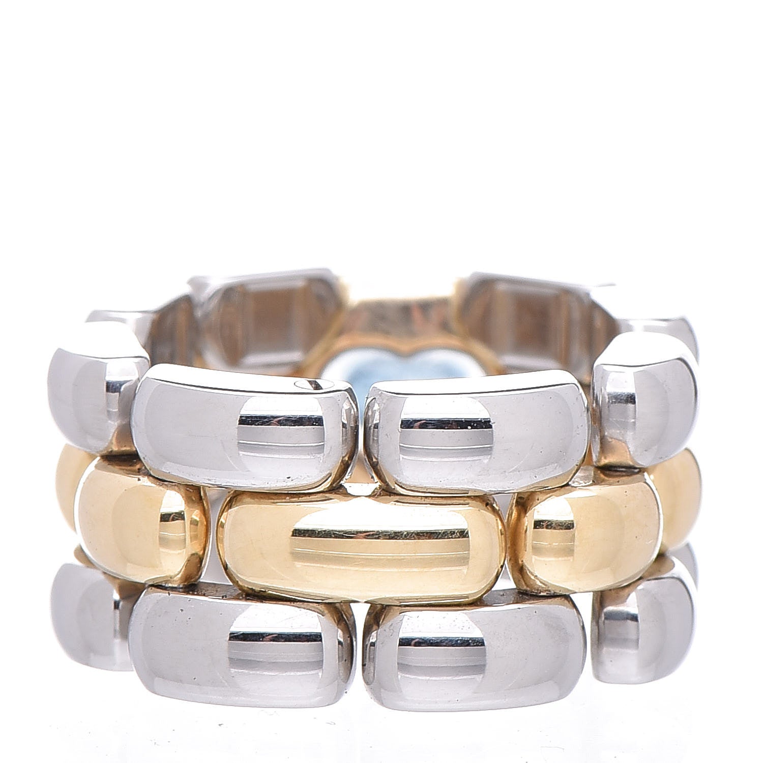 Chopard 18K Yellow Gold Stainless Steel Happy Diamonds Heart Ring 50 5.5 3 of 4