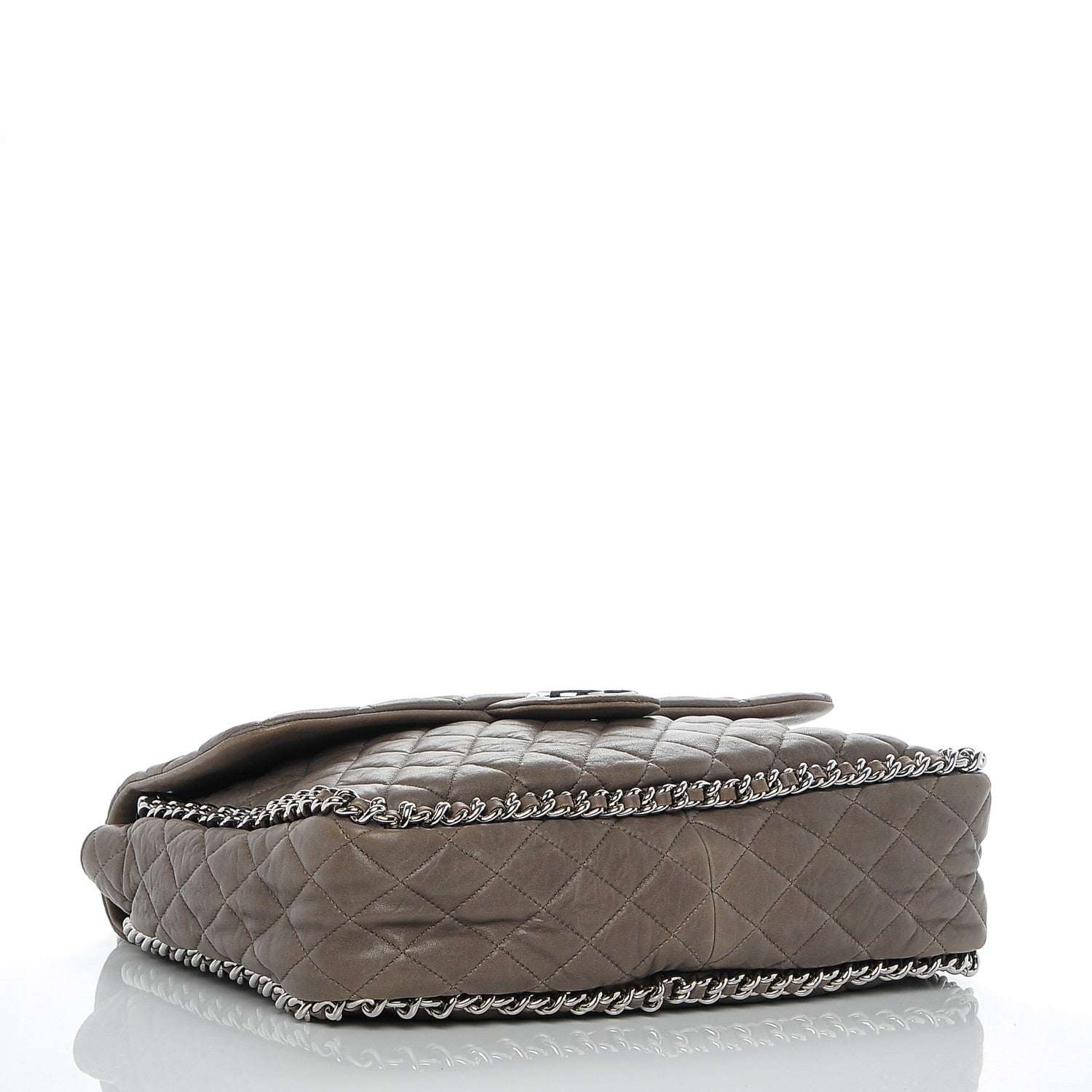 Chanel Washed Lambskin Quilted Chain Around Maxi Flap Taupe 4 of 7