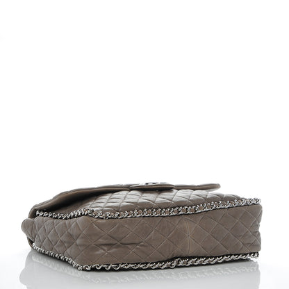 Chanel Washed Lambskin Quilted Chain Around Maxi Flap Taupe 4 of 7