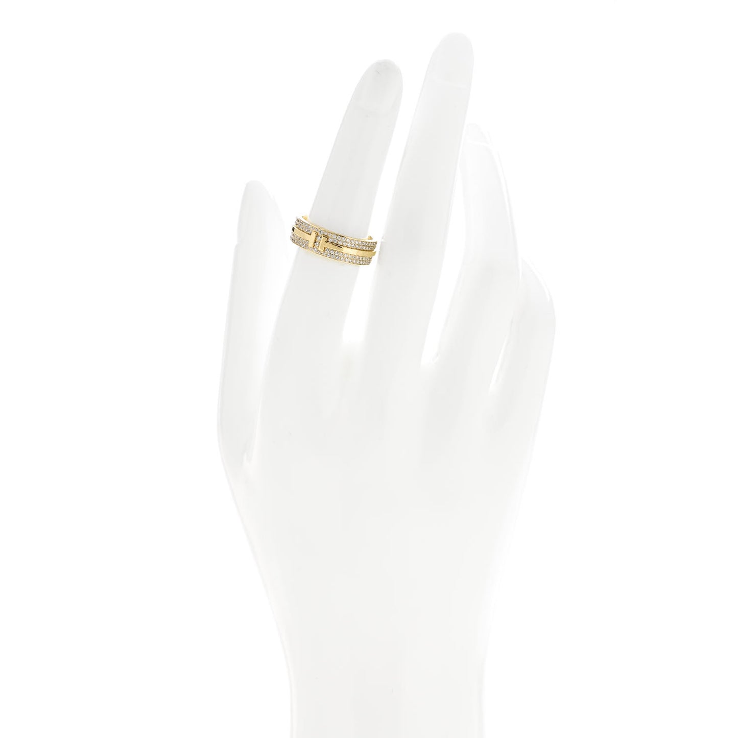 18K Yellow Gold Diamond Wide T Two Pave Ring 52 6