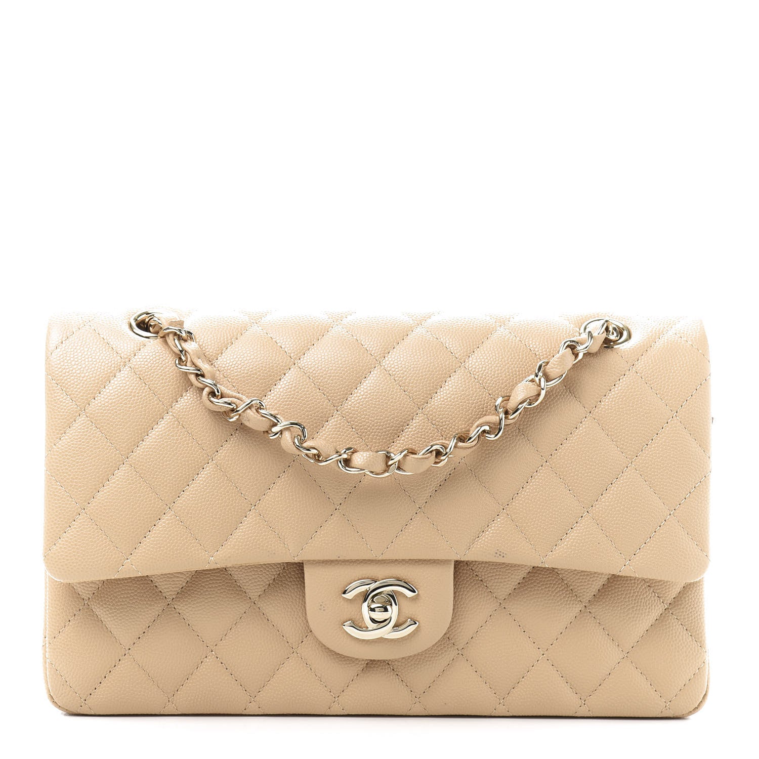 Chanel Caviar Quilted Medium Double Flap Beige Clair 1 of 13