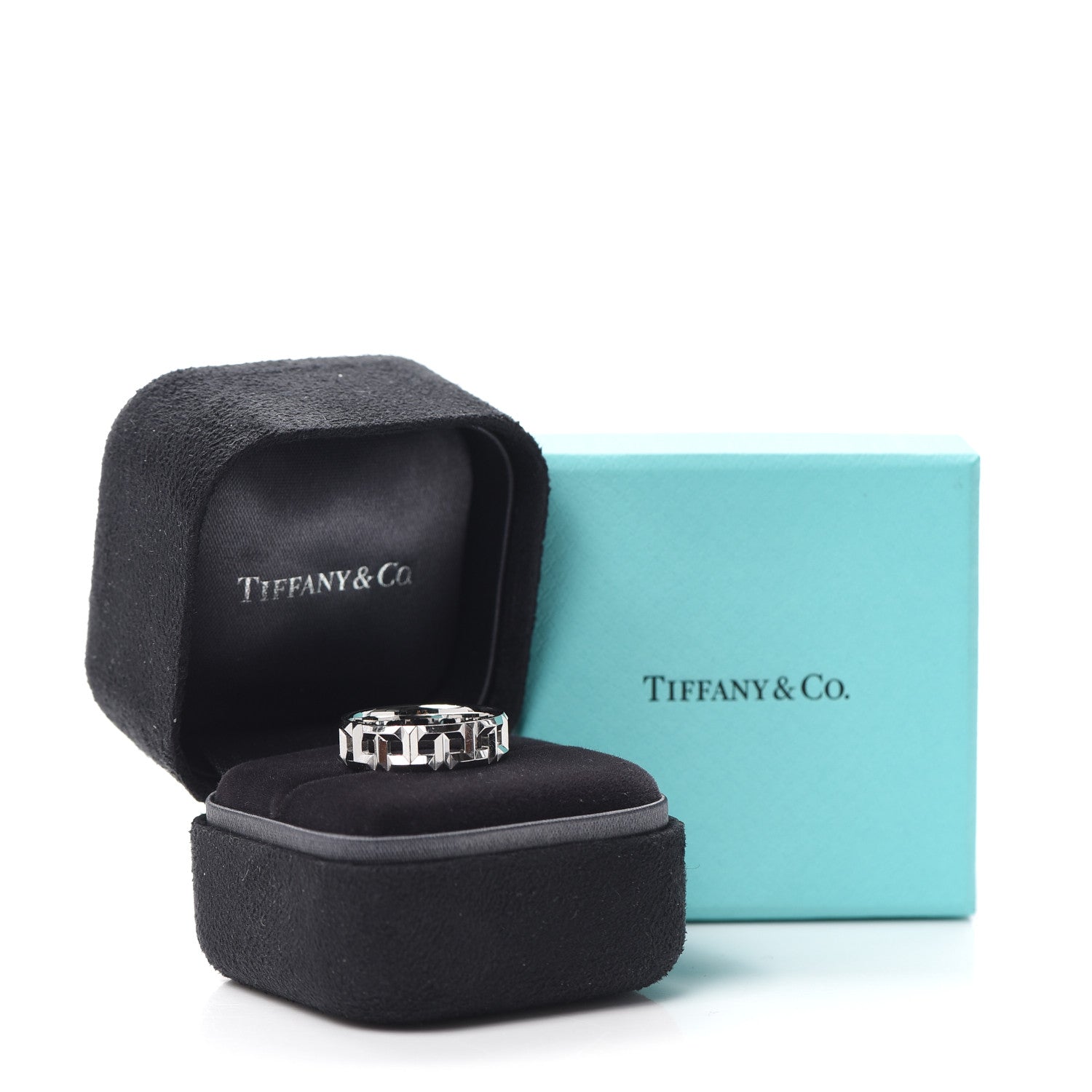 Tiffany 18K White Gold T True Wide Ring 54 7 5 of 5
