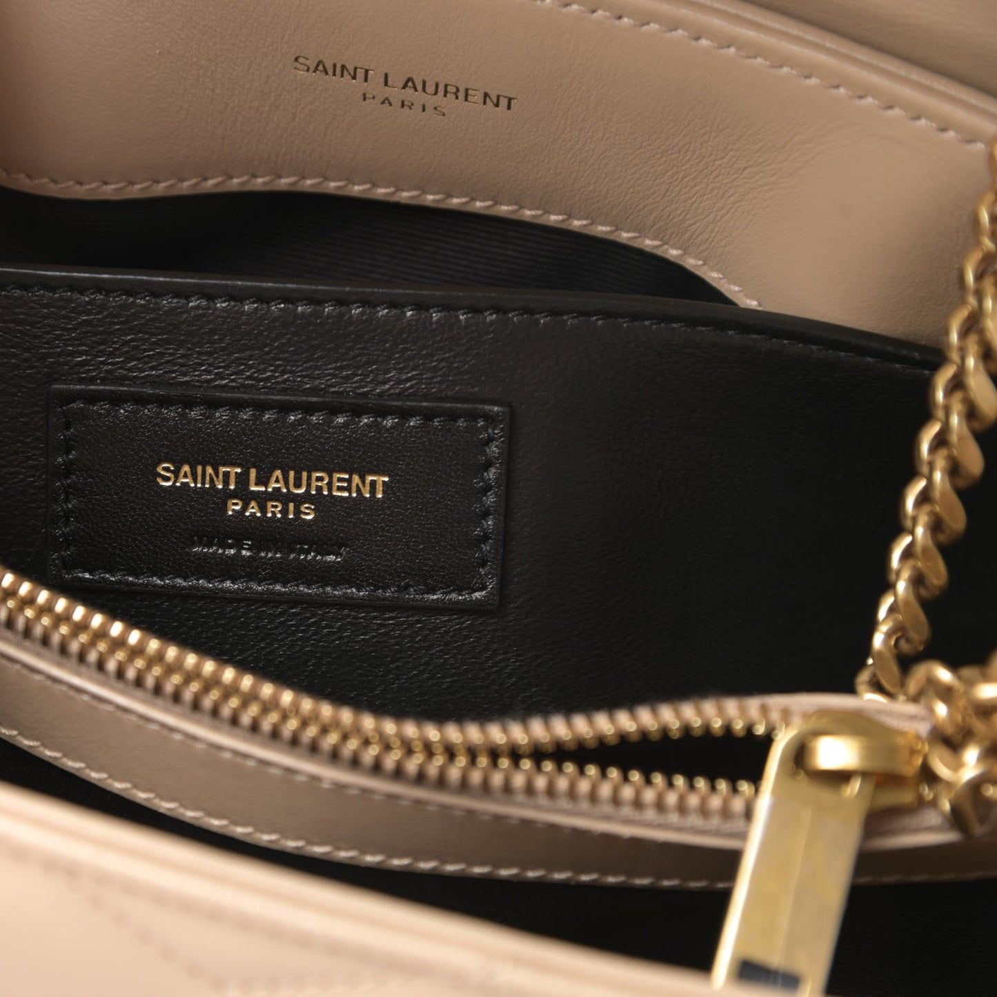 Calfskin Y Quilted Monogram Small Loulou Chain Satchel Dark Beige