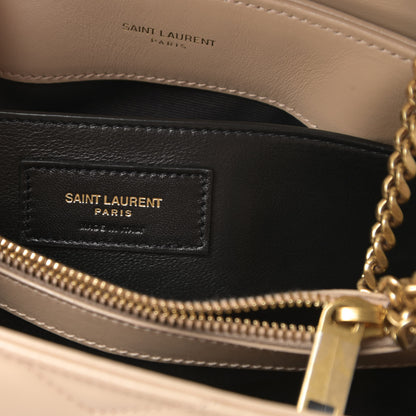 Saint Laurent Calfskin Y Quilted Monogram Small Loulou Chain Satchel Dark Beige 6 of 10