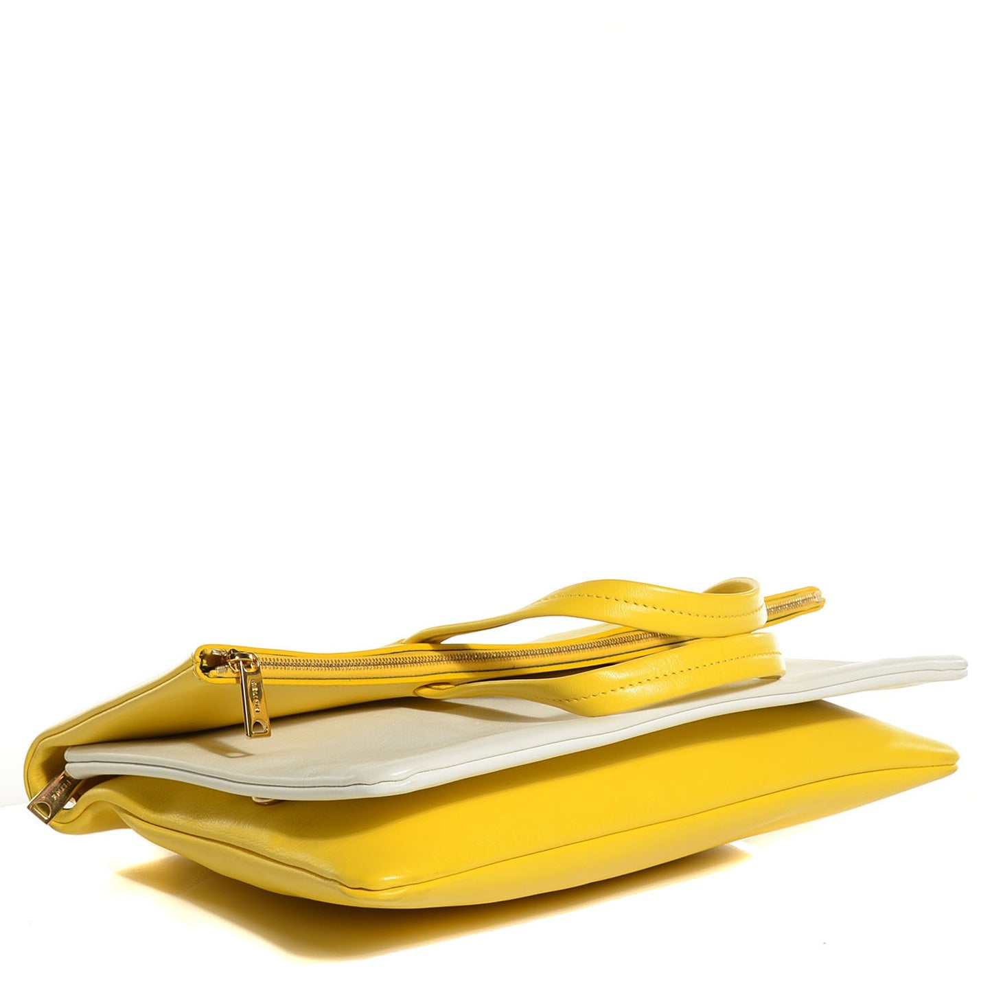 Calfskin Folded Cabas Yellow White