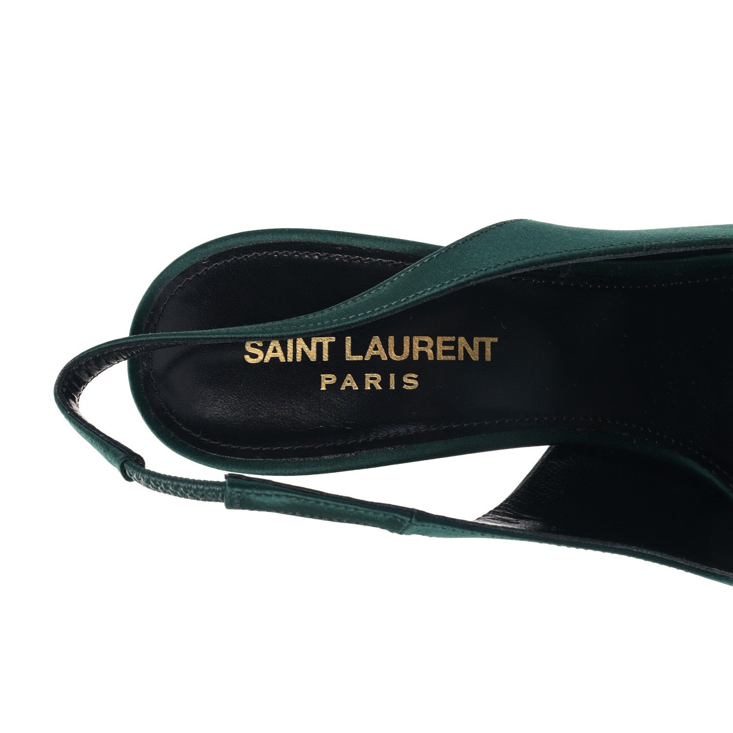 Saint Laurent Crepe Satin Zoe 105 Slingback Pump 38.5 Dorian Green 7 of 8