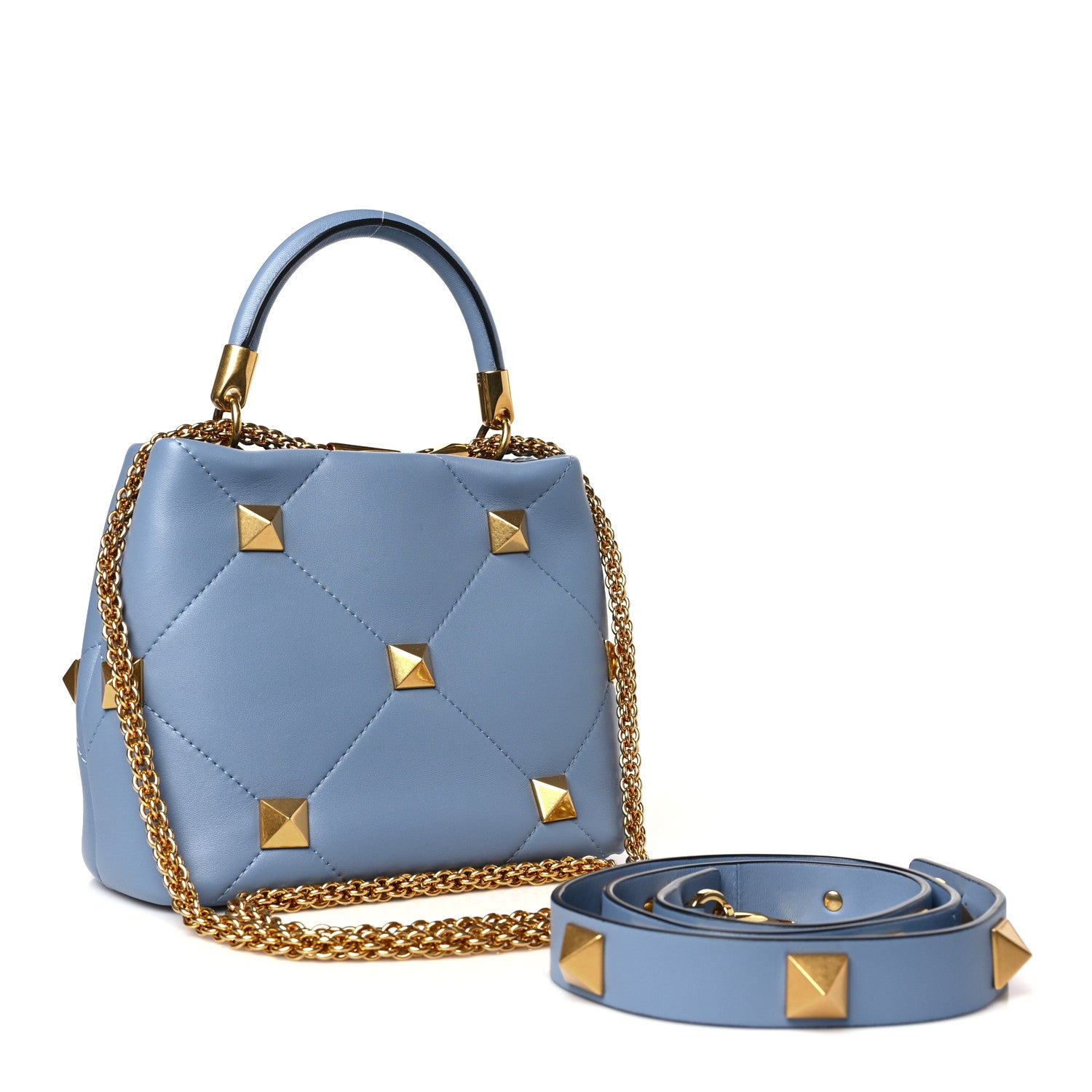 Valentino Garavani Nappa Small Roman Stud The Handle Bag Niagara 3 of 8