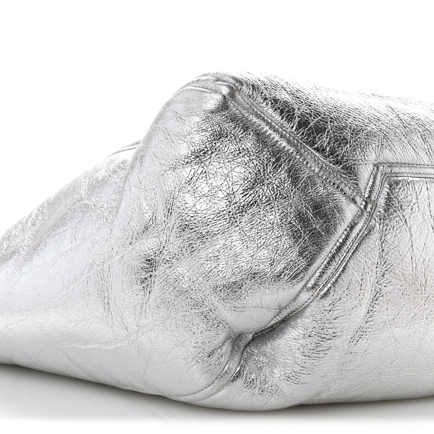 Metallic Lambskin Shearling Medium Phantom Cabas Reversible Tote Natural Silver