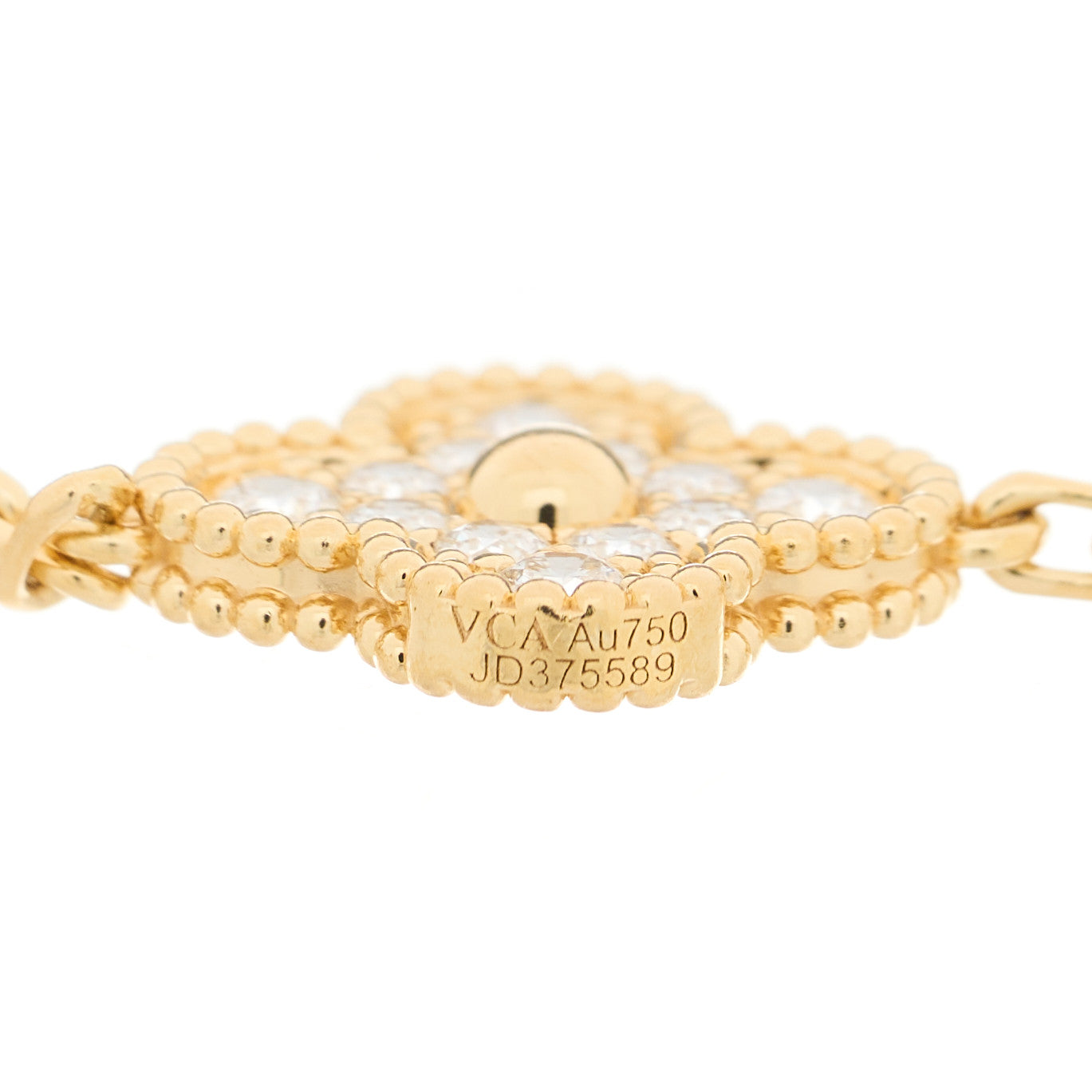 18K Yellow Gold Diamond 5 Motifs Vintage Alhambra Bracelet