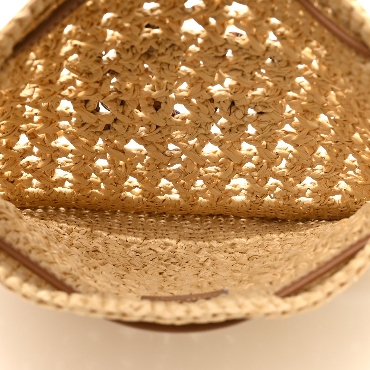 Raffia Crochet Drawstring Pouch Naturale Cognac