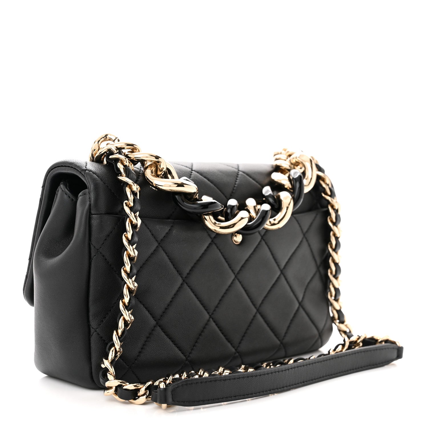 Chanel Lambskin Quilted Resin Bi-Color Chain Flap Bag Black 3 of 10