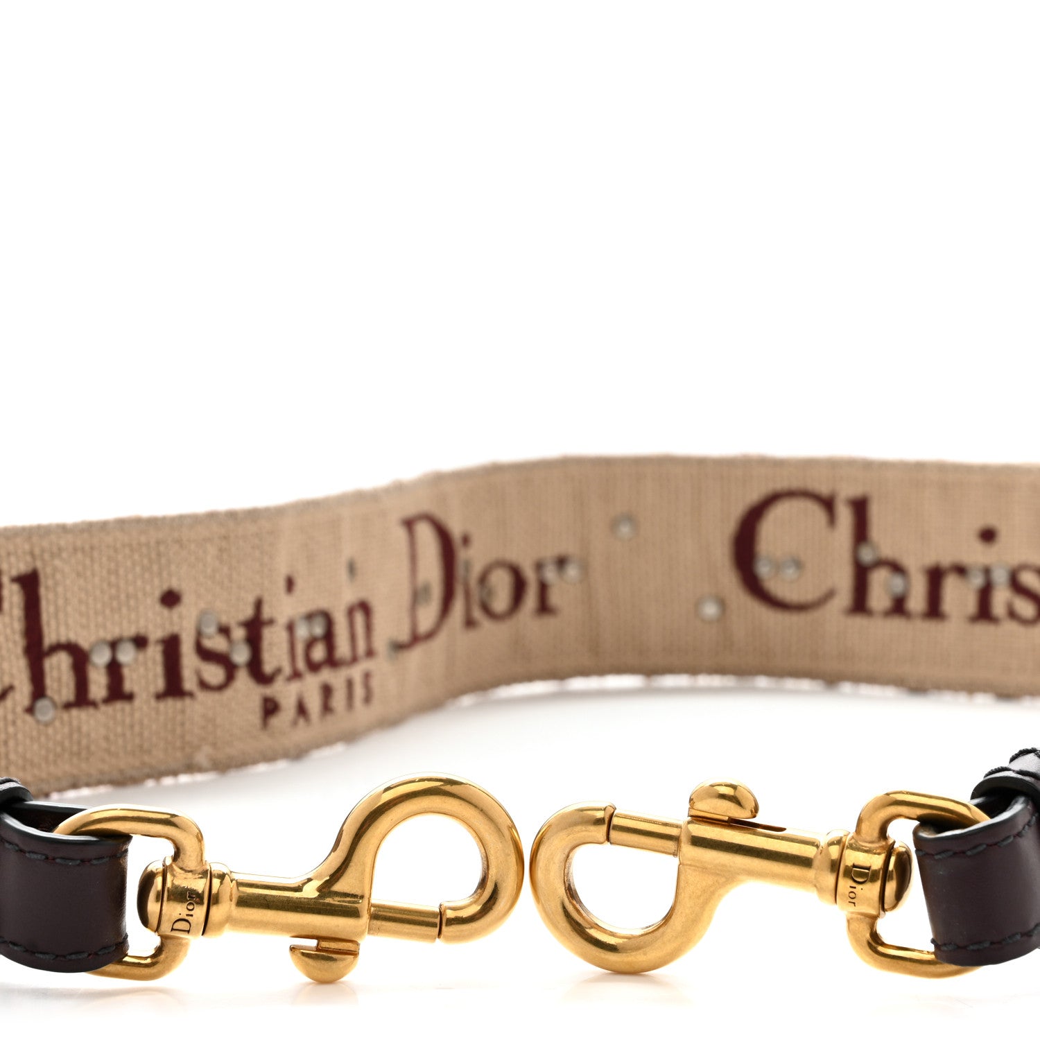 Christian Dior Oblique Studded Shoulder Strap Burgundy 4 of 4
