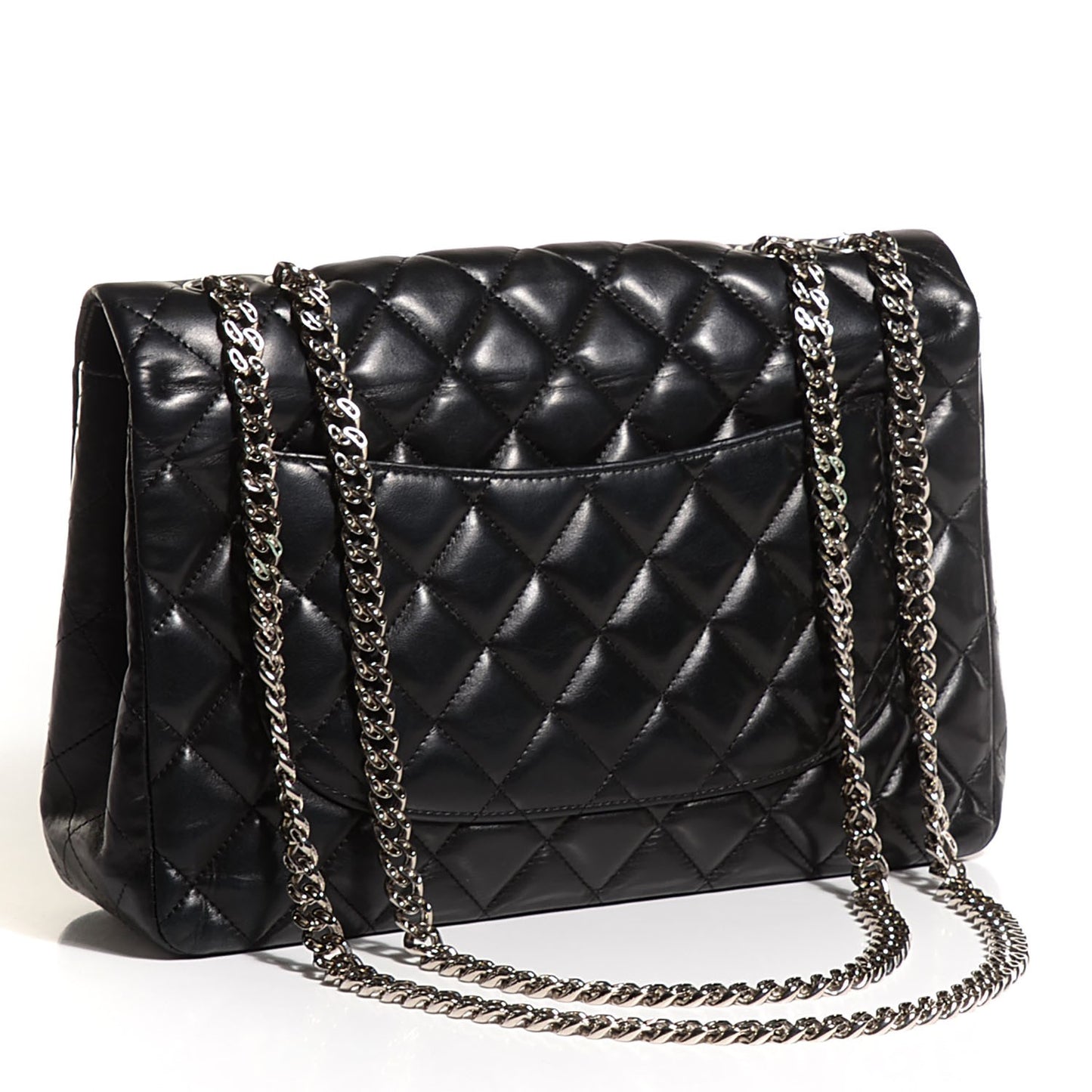 Lambskin Quilted Jumbo Flap with Bijoux Chain Black