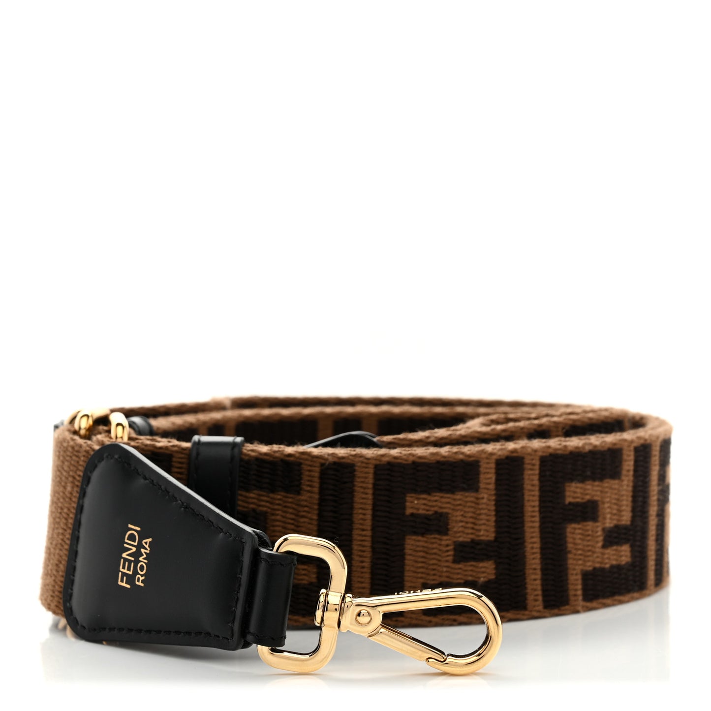 Ribbon Vitello Century FF 1974 Flat Studded Strap You Fango Marrone Ebano