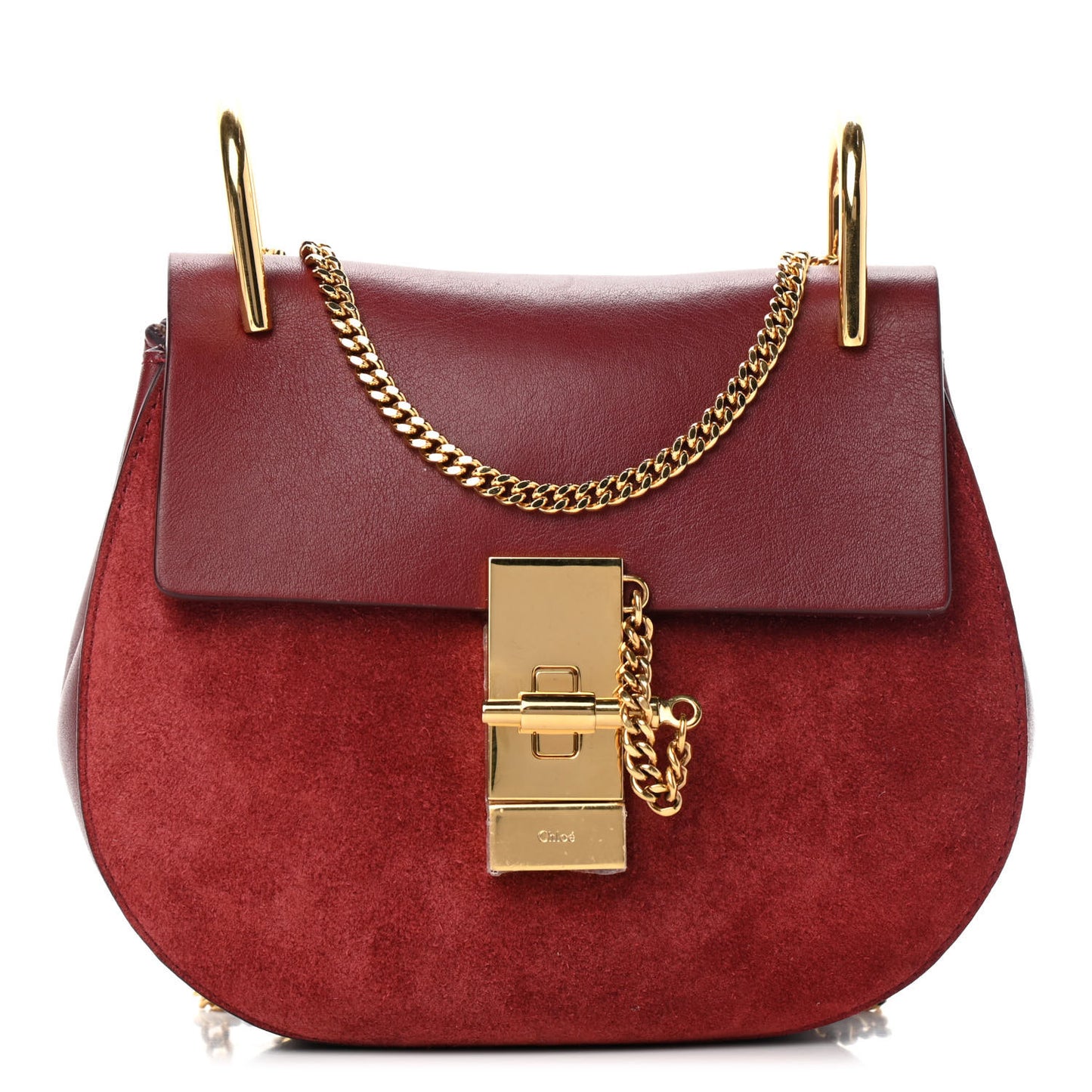 Suede Smooth Calfskin Mini Drew Shoulder Bag Plum Purple
