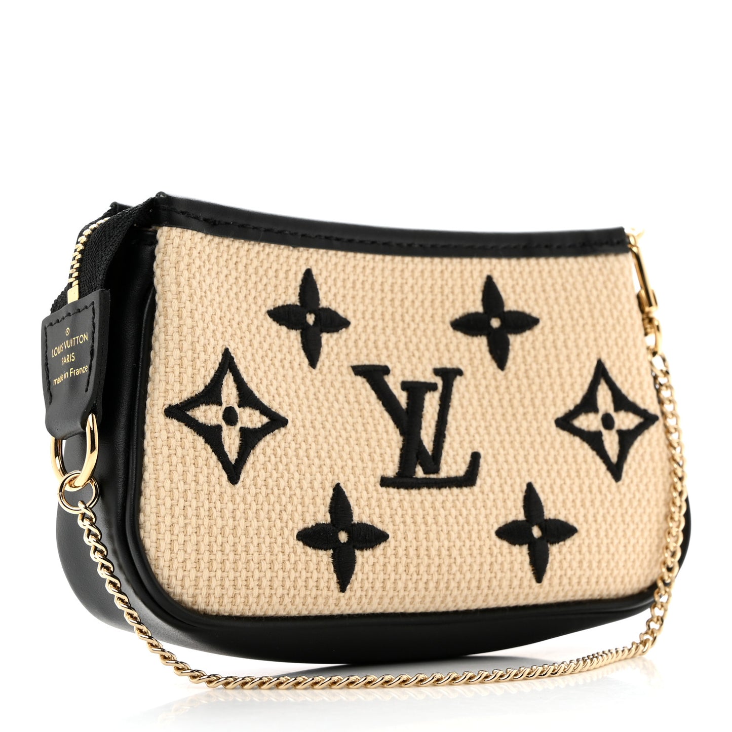 Cotton Monogram Giant Mini Pochette Accessories Beige Black