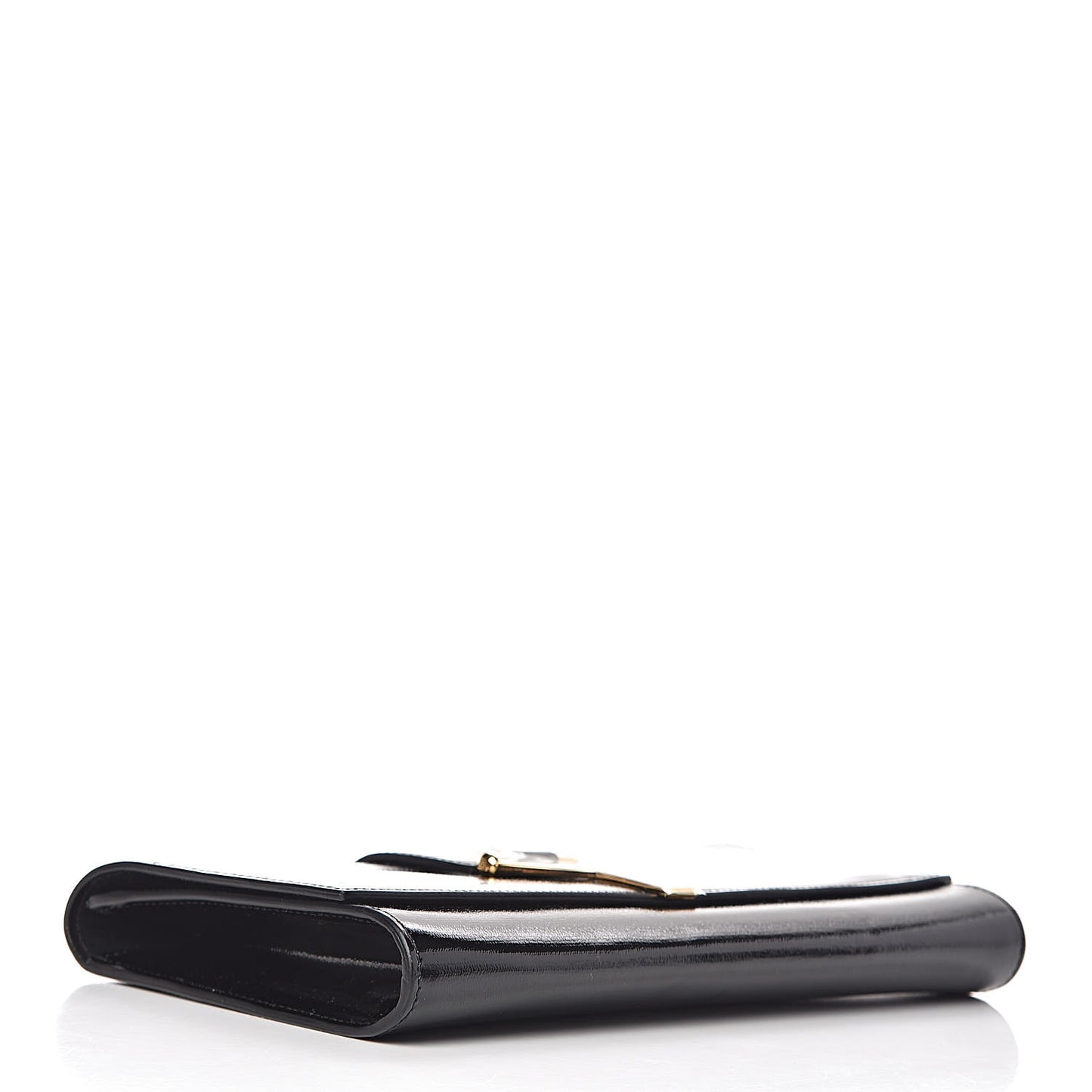 Textured Patent Classic Y Ligne Clutch Black