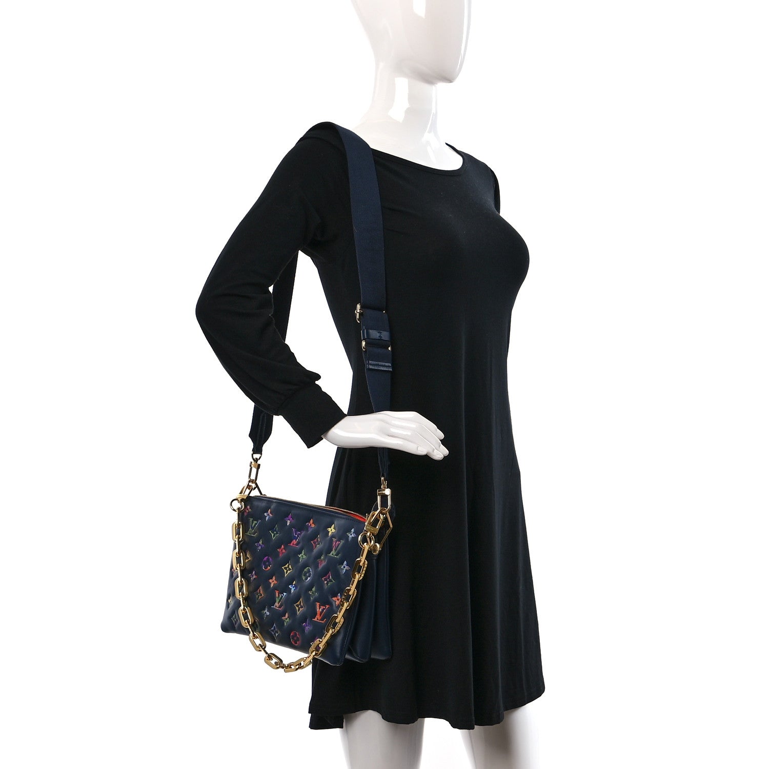 Louis Vuitton Lambskin Embossed Monogram LV Garden Coussin PM Navy 2 of 13
