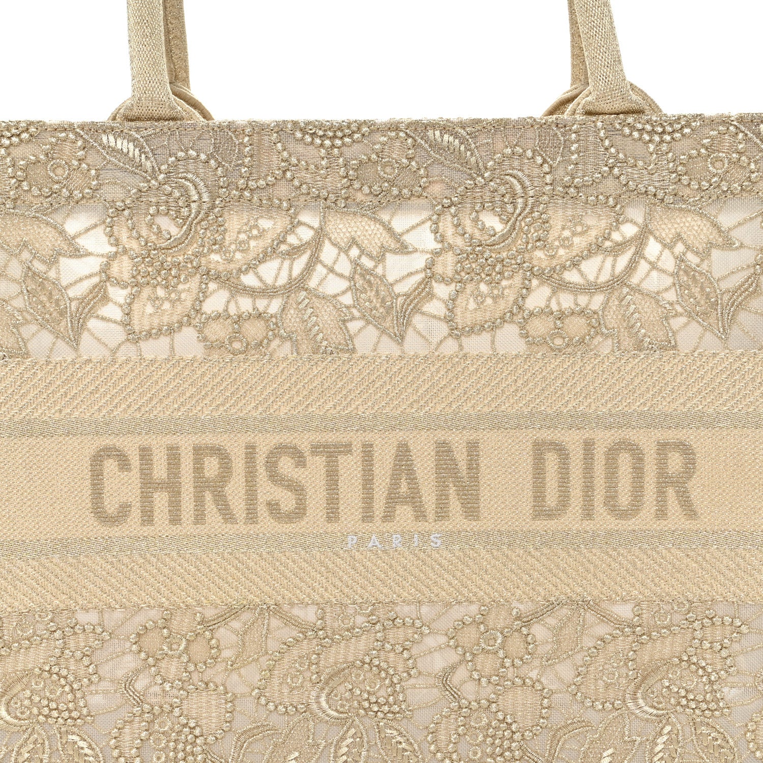 Christian Dior Transparent Metallic Embroidered Mesh Macrame Medium Book Tote Gold 8 of 11