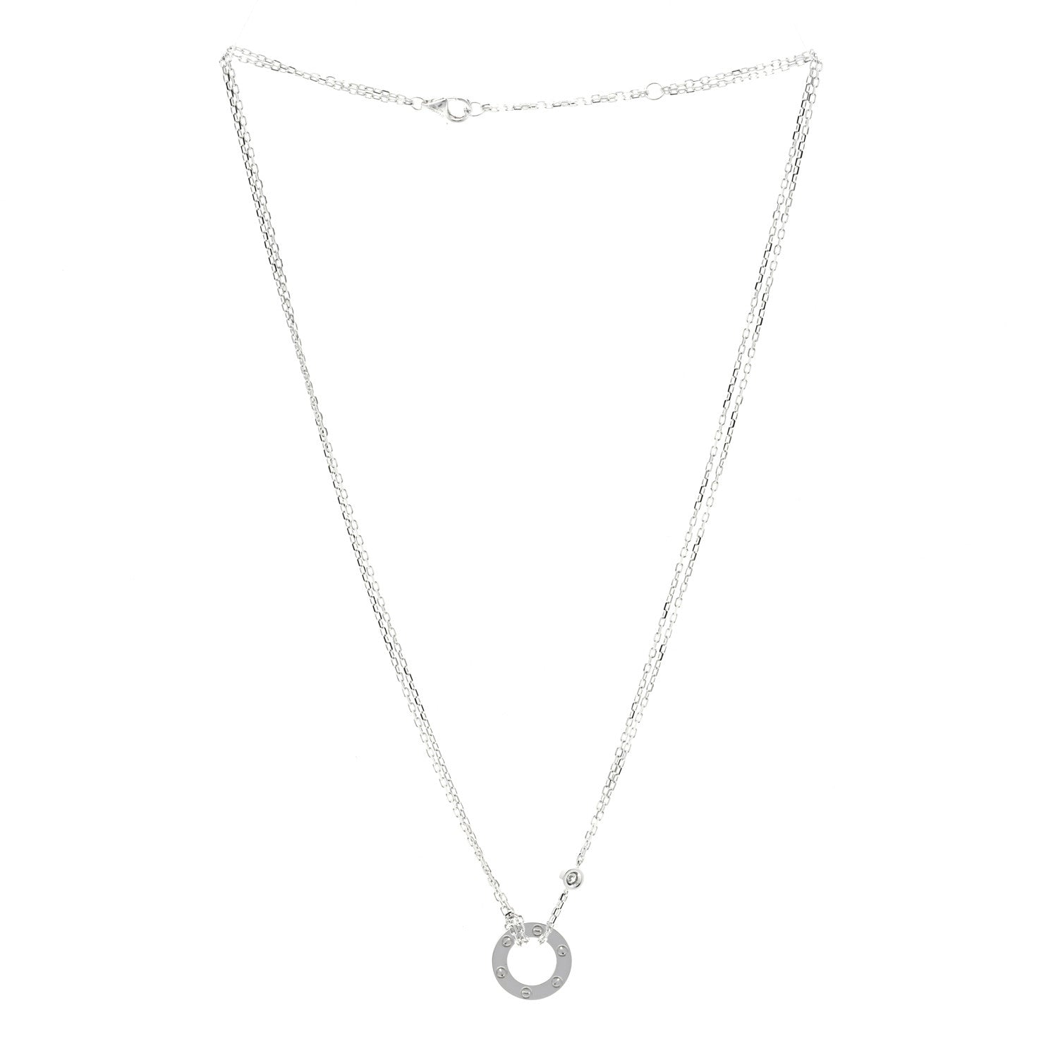 Cartier 18K White Gold 2 Diamond LOVE Necklace 3 of 5
