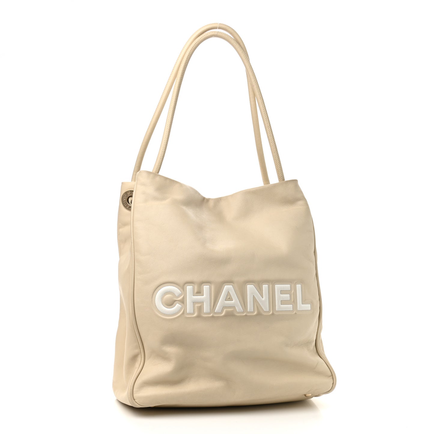 Lambskin Camellia Tote Beige