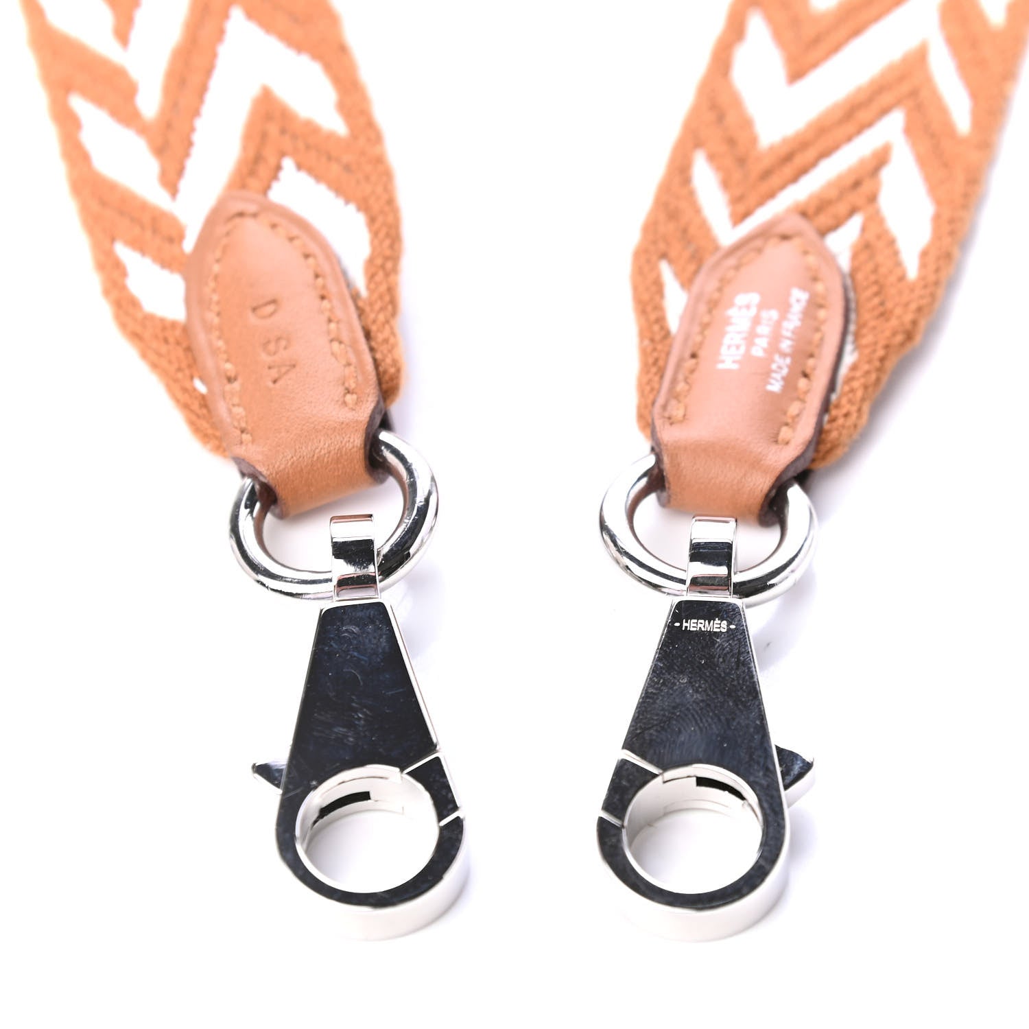 Hermes Toile Swift 25mm Sangle ZigZag Shoulder Strap Gold White 4 of 4