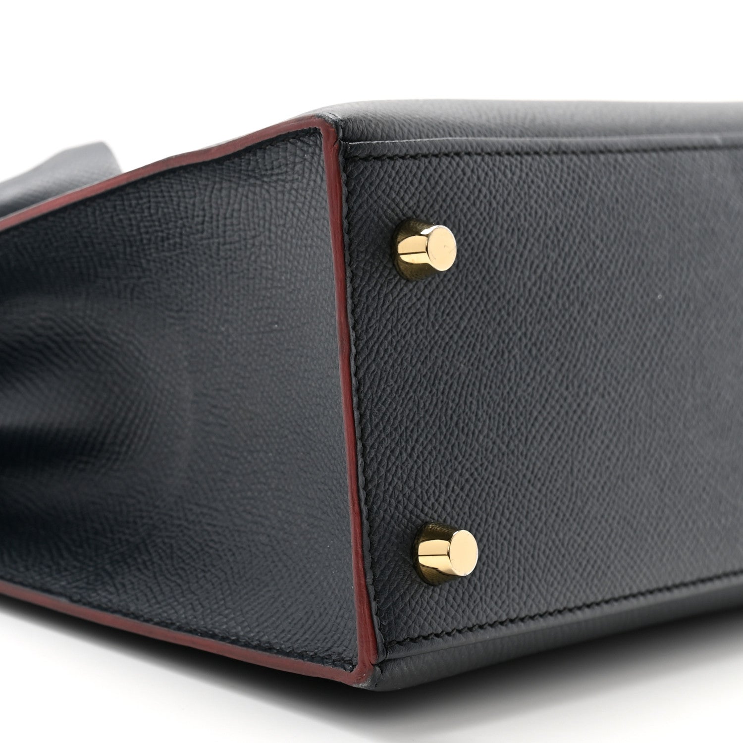 Hermes Epsom Contour Kelly Sellier 25 Bleu Indigo Rouge H 9 of 13