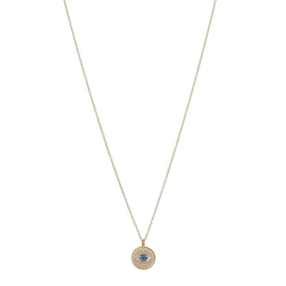 David Yurman 18K Yellow Gold Blue Sapphire Diamond Evil Eye Necklace 1 of 5