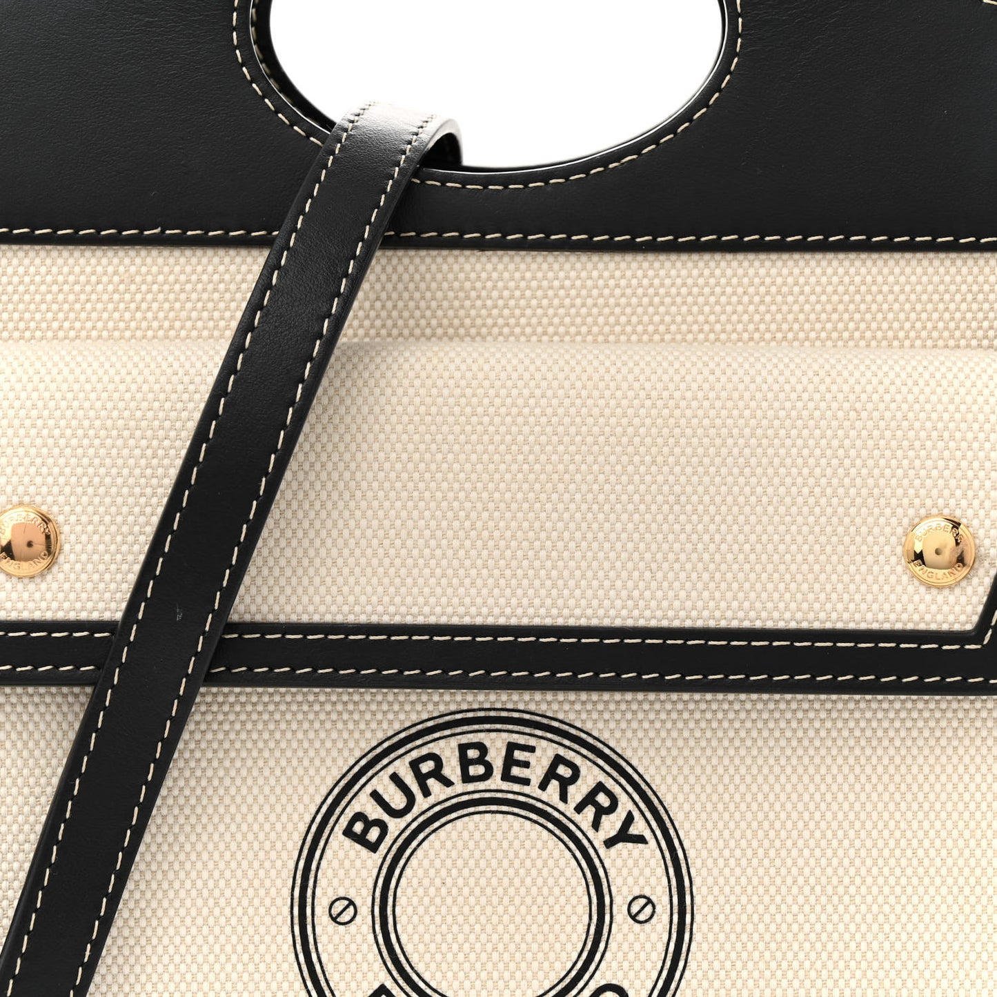 Canvas Smooth Calfskin Two Tone Mini Pocket Bag White Black