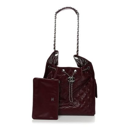 Chanel Shiny Crumpled Calfskin Quilted Medium Chanel 25 Handbag Dark Burgundy 3 of 12