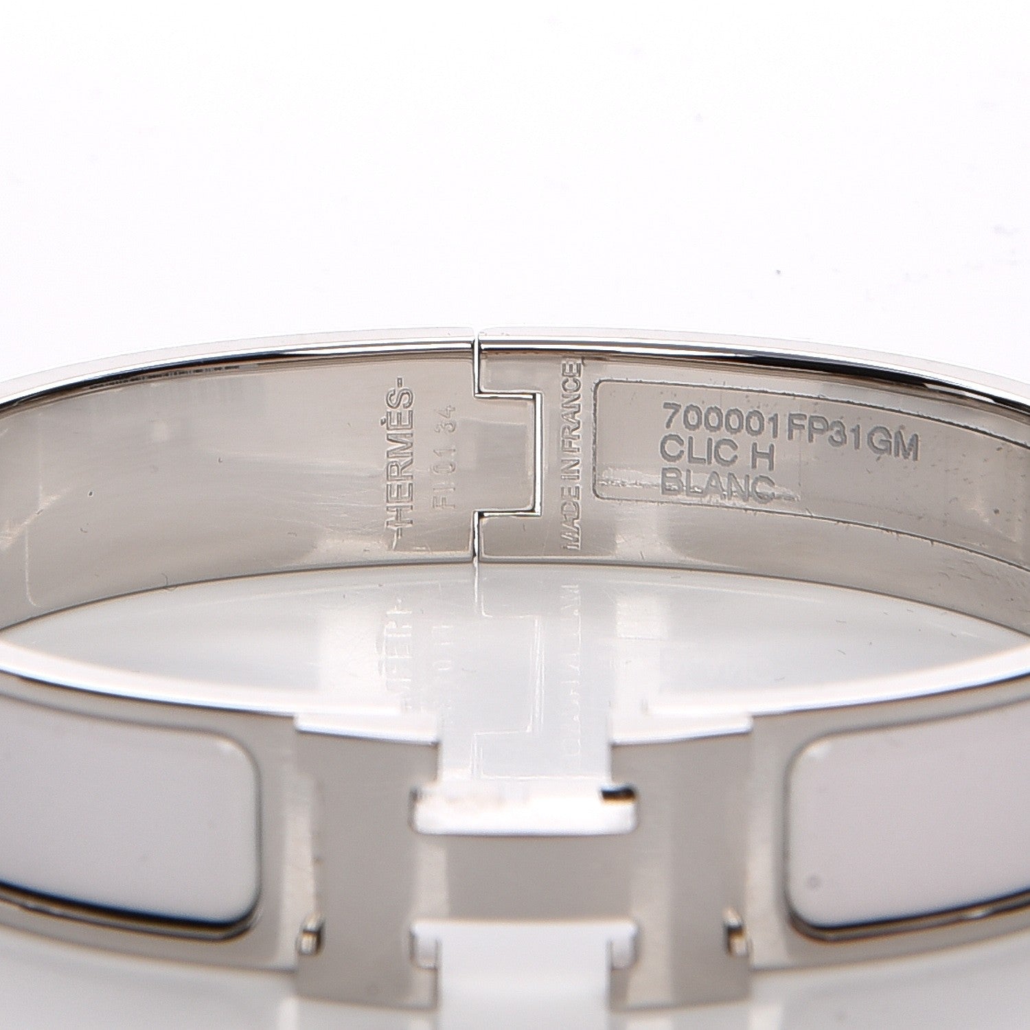 Hermes Enamel Narrow Clic Clac H Bracelet GM White 4 of 8