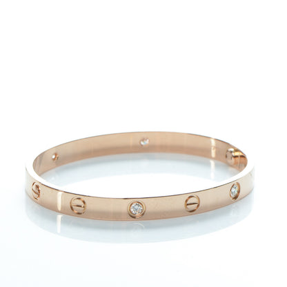 Cartier 18K Pink Gold 4 Diamond LOVE Bracelet 17 3 of 5
