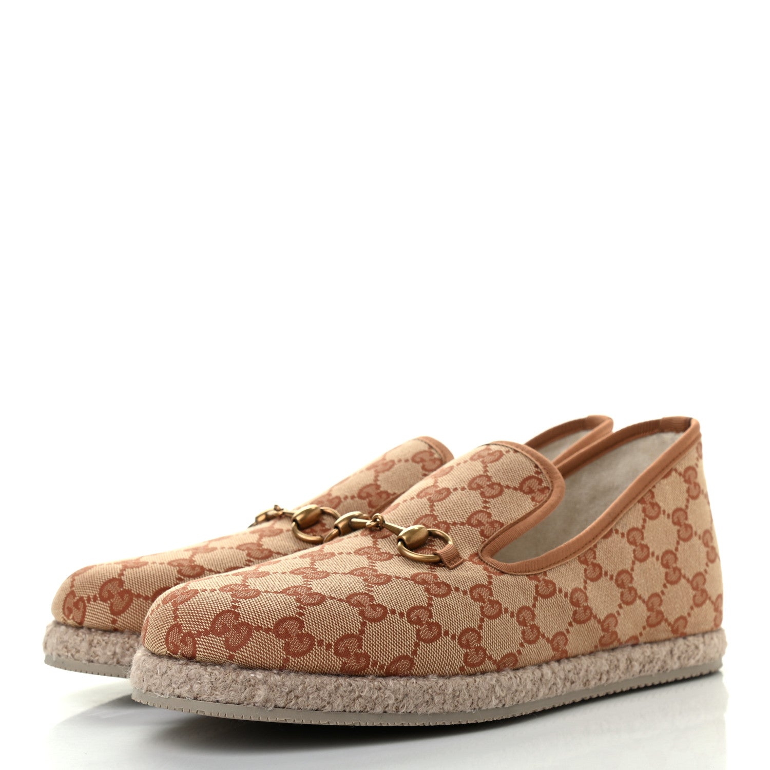 Gucci GG Monogram Mens Fria Horsebit Loafers 9 Beige Ruggine 3 of 8